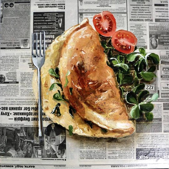 Omelette on Newspaper by Juli Stankevych